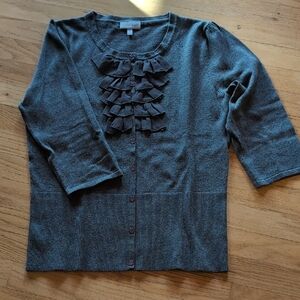Fashion Bug Charcoal Ruffle Cardigan